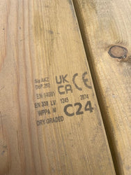 8X2 TREATED TIMBER JOIST C24 STRENGTH GRADED - 5.4M LENGTH - £20 INC VAT
