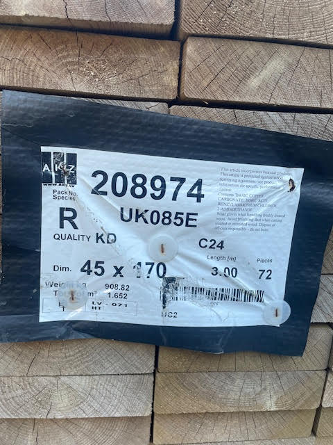 7X2 TREATED DECKING / FLOORING / ROOF JOIST C24 GRADED - 3 METER LENGTH